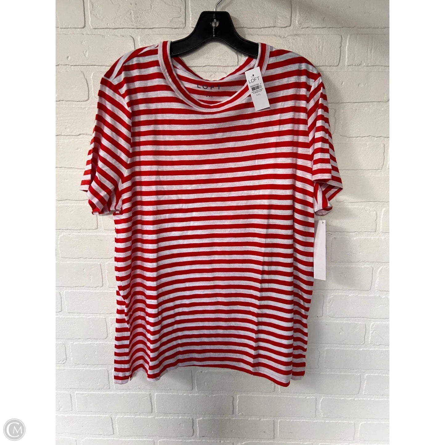 Top Short Sleeve Basic By Loft In Red & White, Size: Xxl