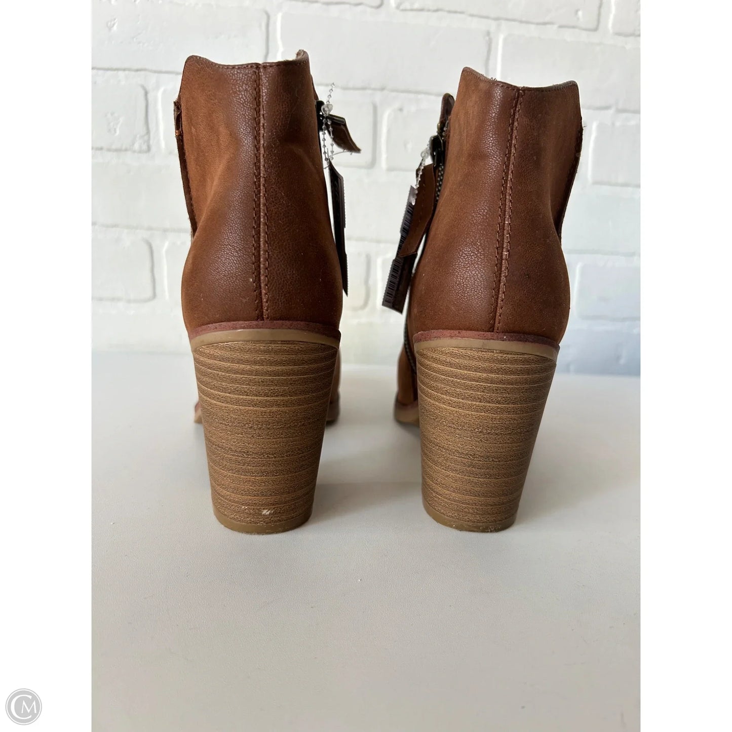 Boots Ankle Heels By Mia In Brown, Size: 8