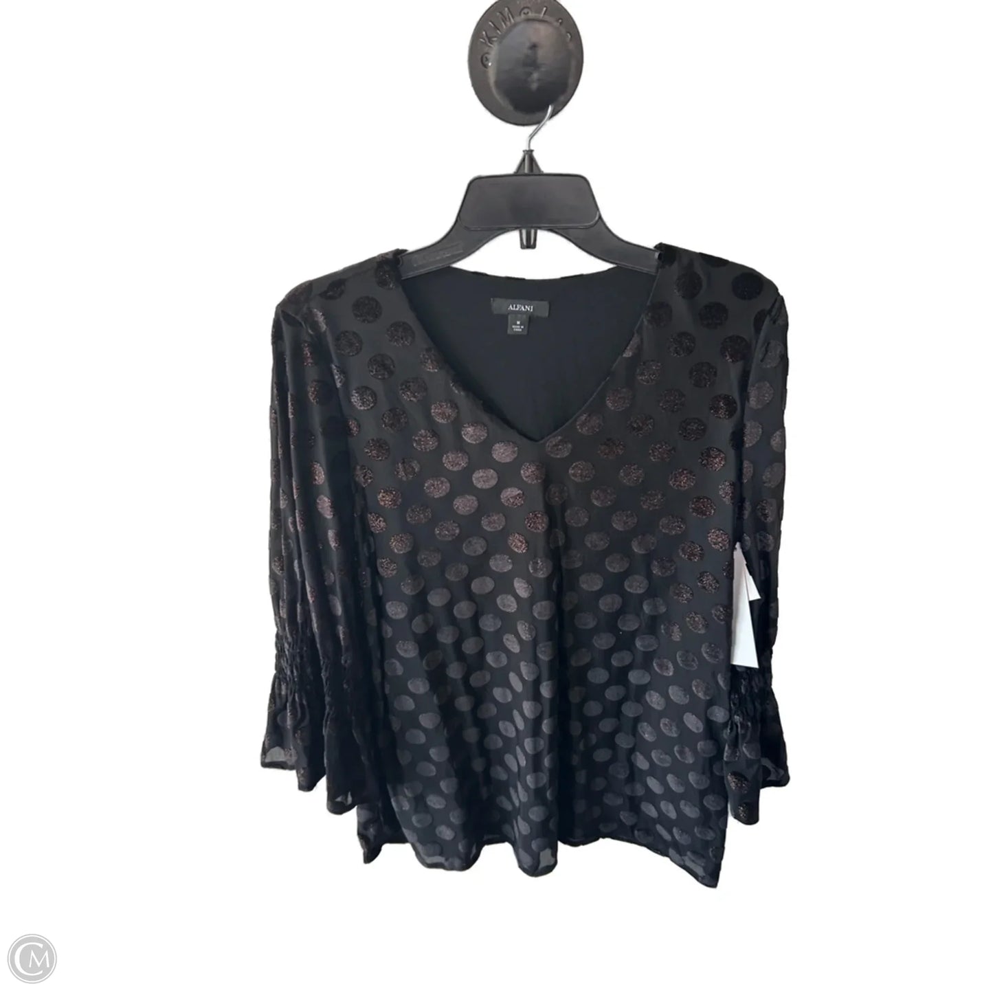 Top 3/4 Sleeve By Alfani In Black, Size: M
