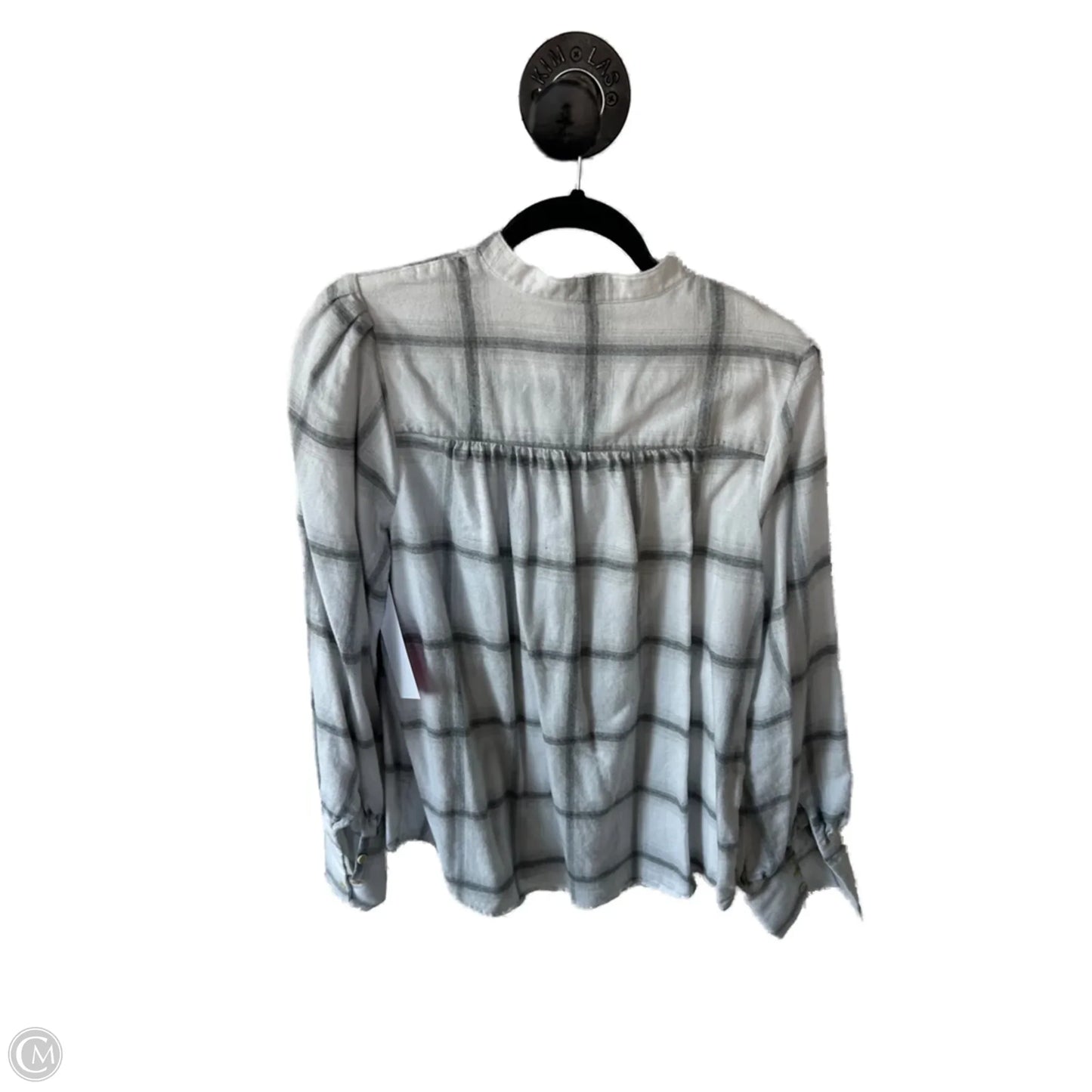 Top Long Sleeve By Banana Republic In Grey & White, Size: L