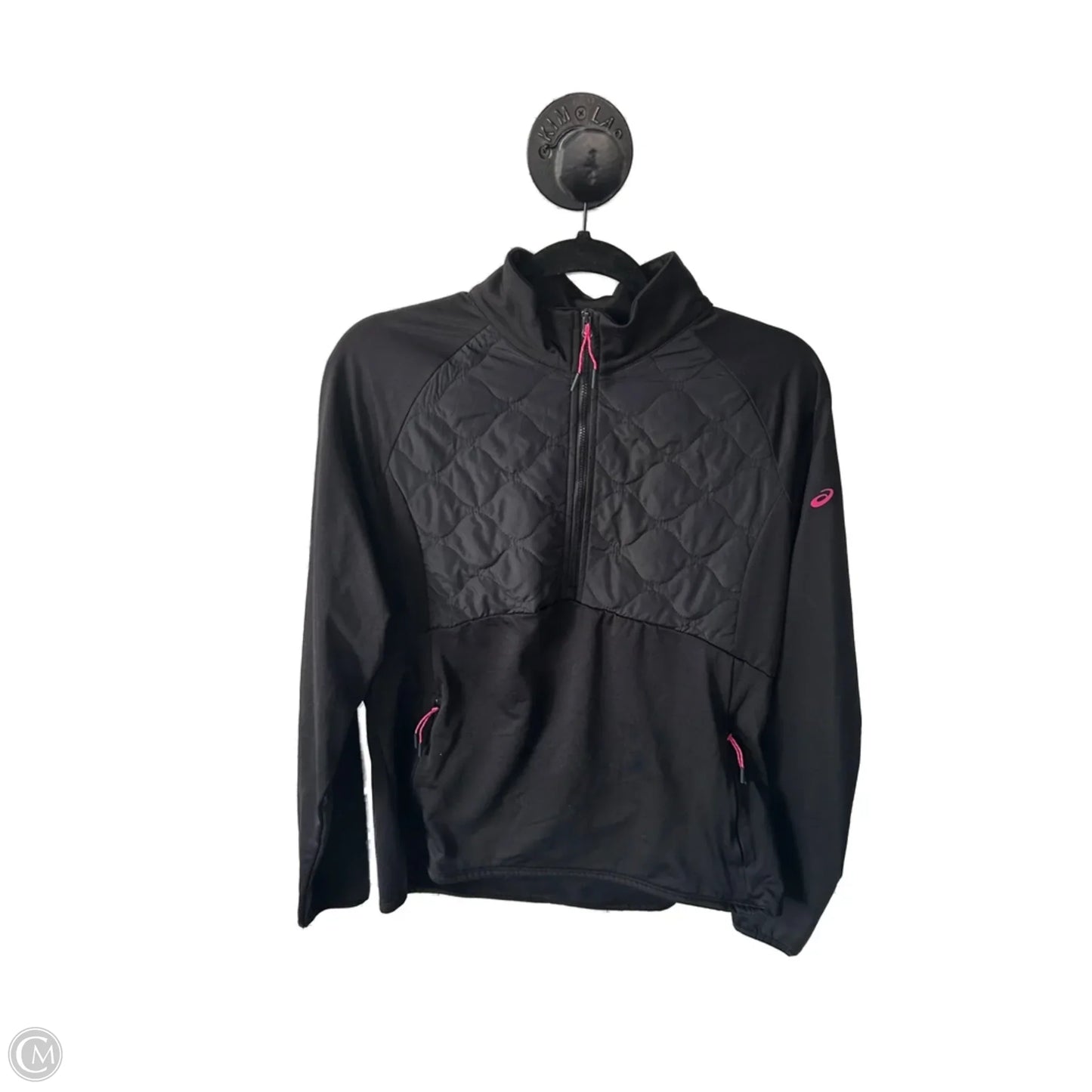 Athletic Top Long Sleeve Collar By Asics In Black, Size: L