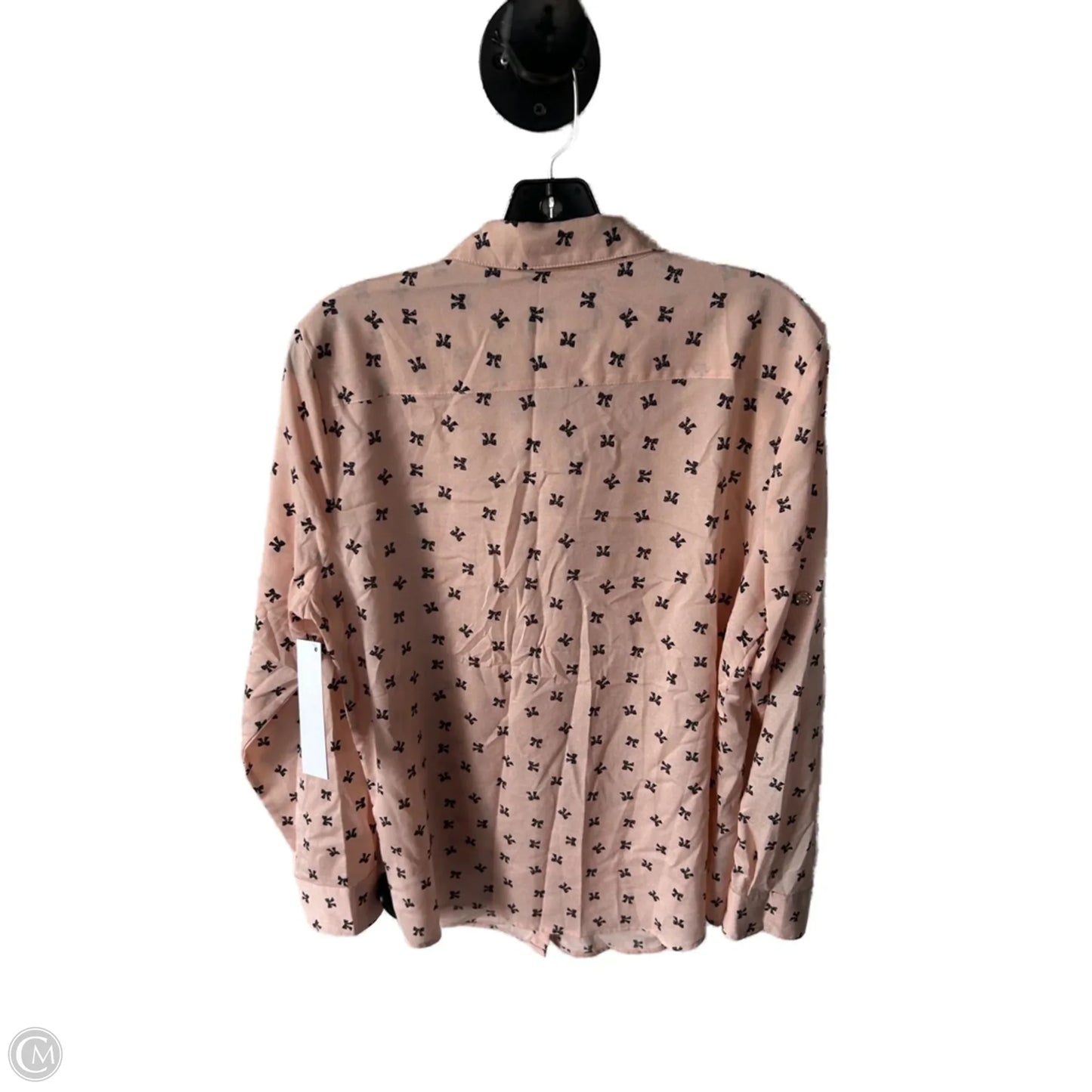 Top Long Sleeve Designer By Karl Lagerfeld In Black & Pink, Size: L