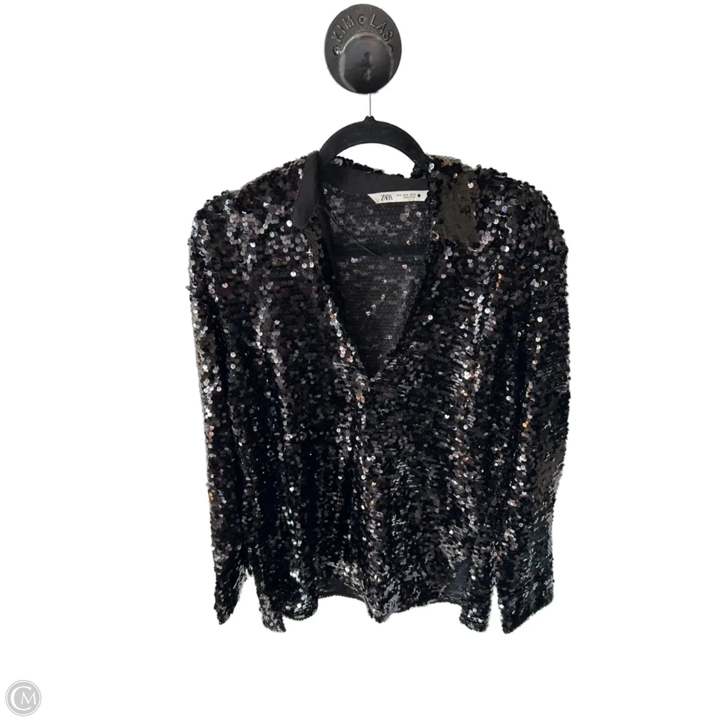 Top Long Sleeve By Zara In Black, Size: M