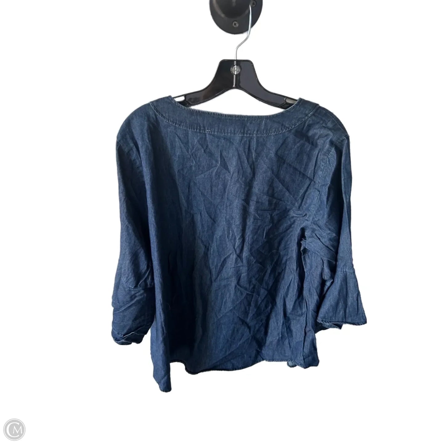 Top 3/4 Sleeve By Philosophy In Blue Denim, Size: 1x