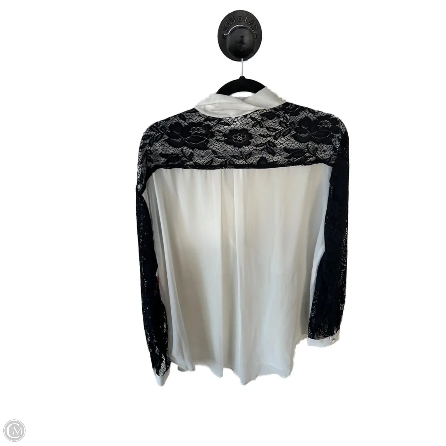 Top Long Sleeve By Bisou Bisou In Black & White, Size: Xl