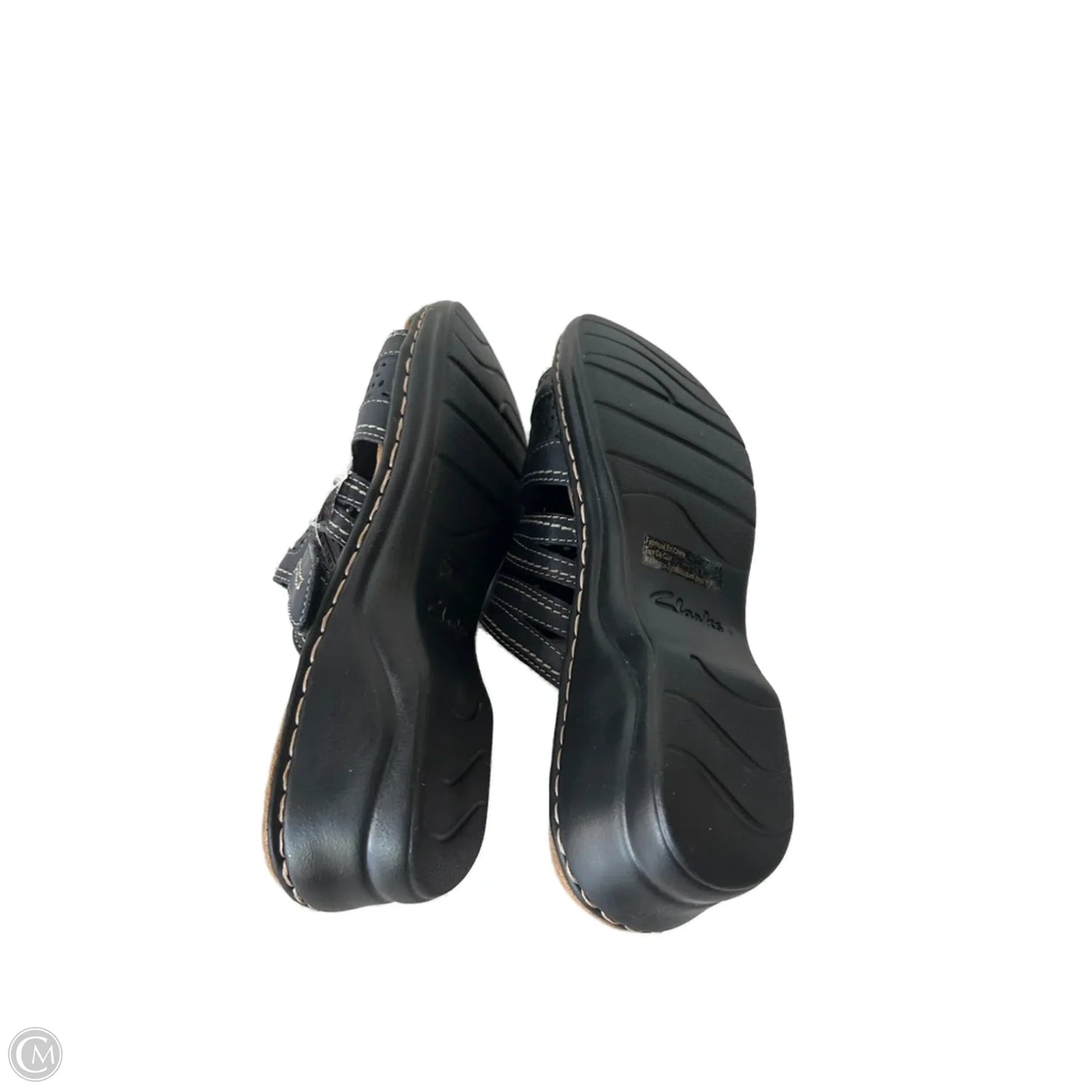 Sandals Heels Wedge By Clarks In Black & Blue, Size: 10