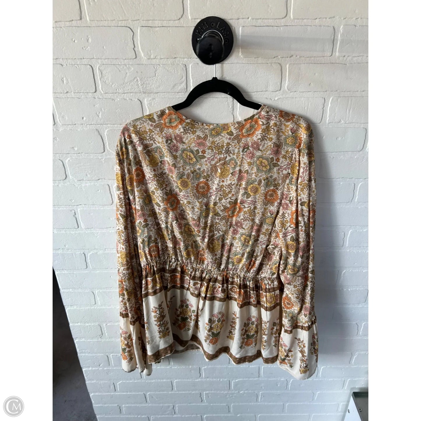 Top Long Sleeve By Heyson In Orange & Tan, Size: 2x