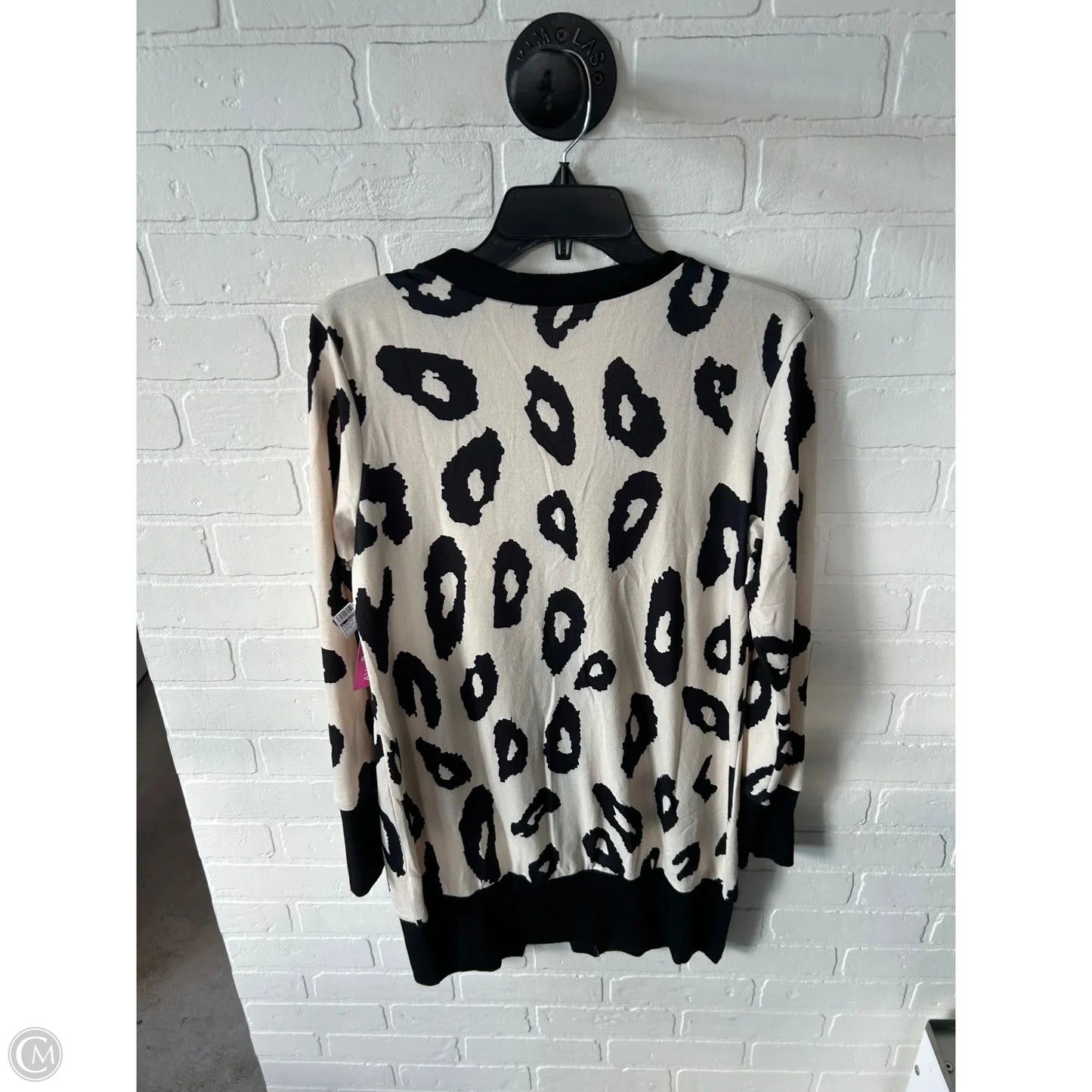 Sweater Cardigan By Clothes Mentor In Black & Tan, Size: S