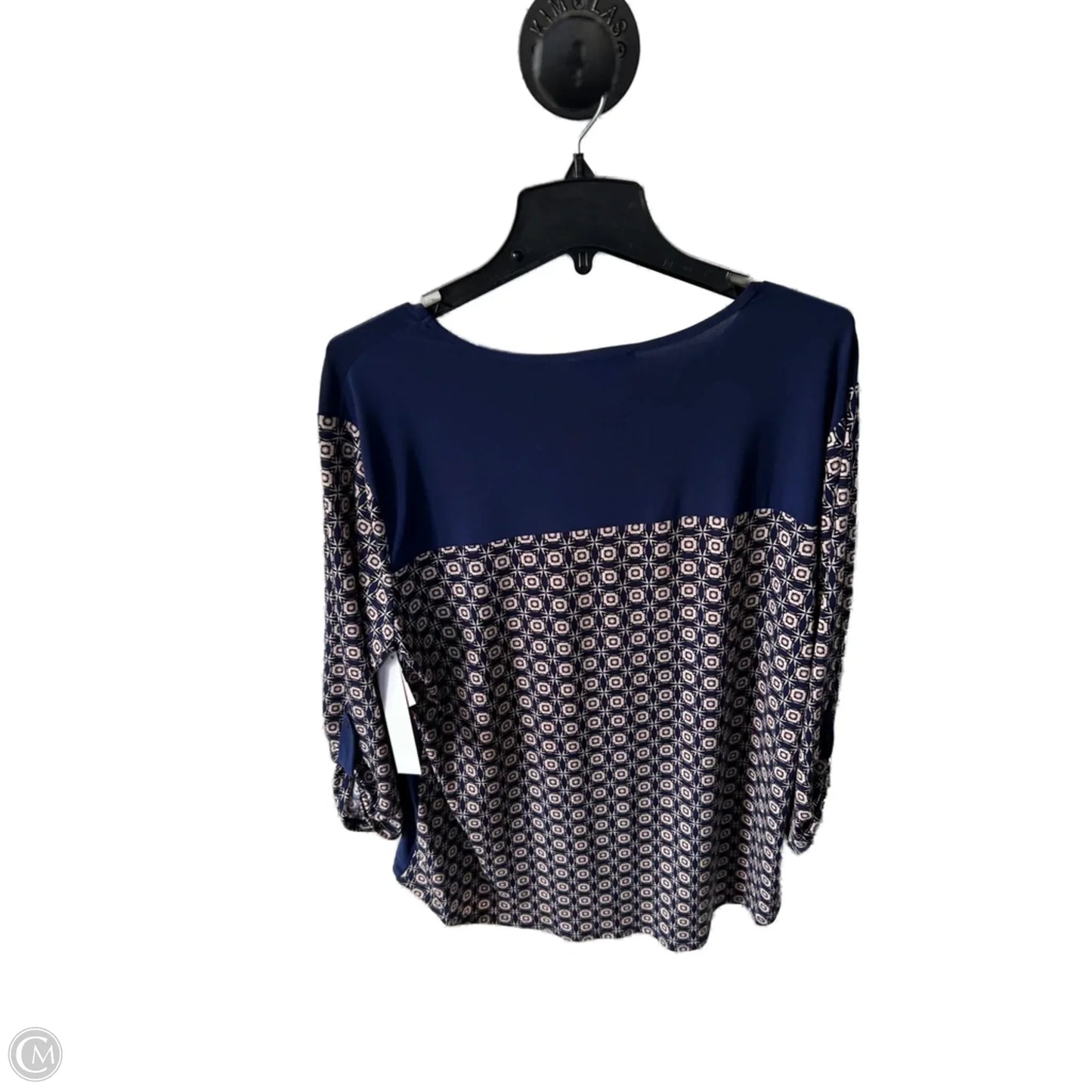 Top Long Sleeve By Roz And Ali In Blue & Tan, Size: Xl