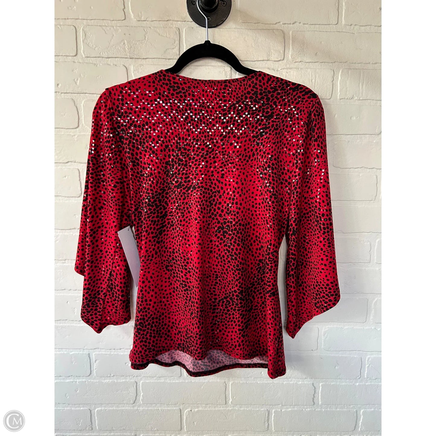 Top 3/4 Sleeve By Msk In Black & Red, Size: M