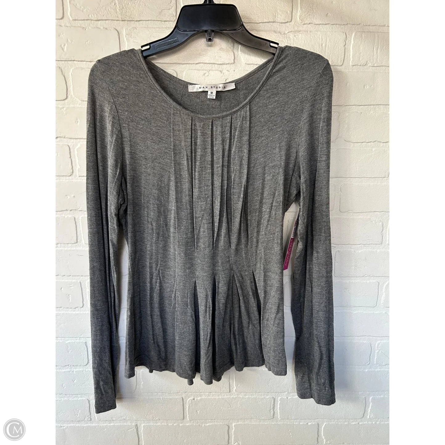 Top Long Sleeve Basic By Max Studio In Grey, Size: M