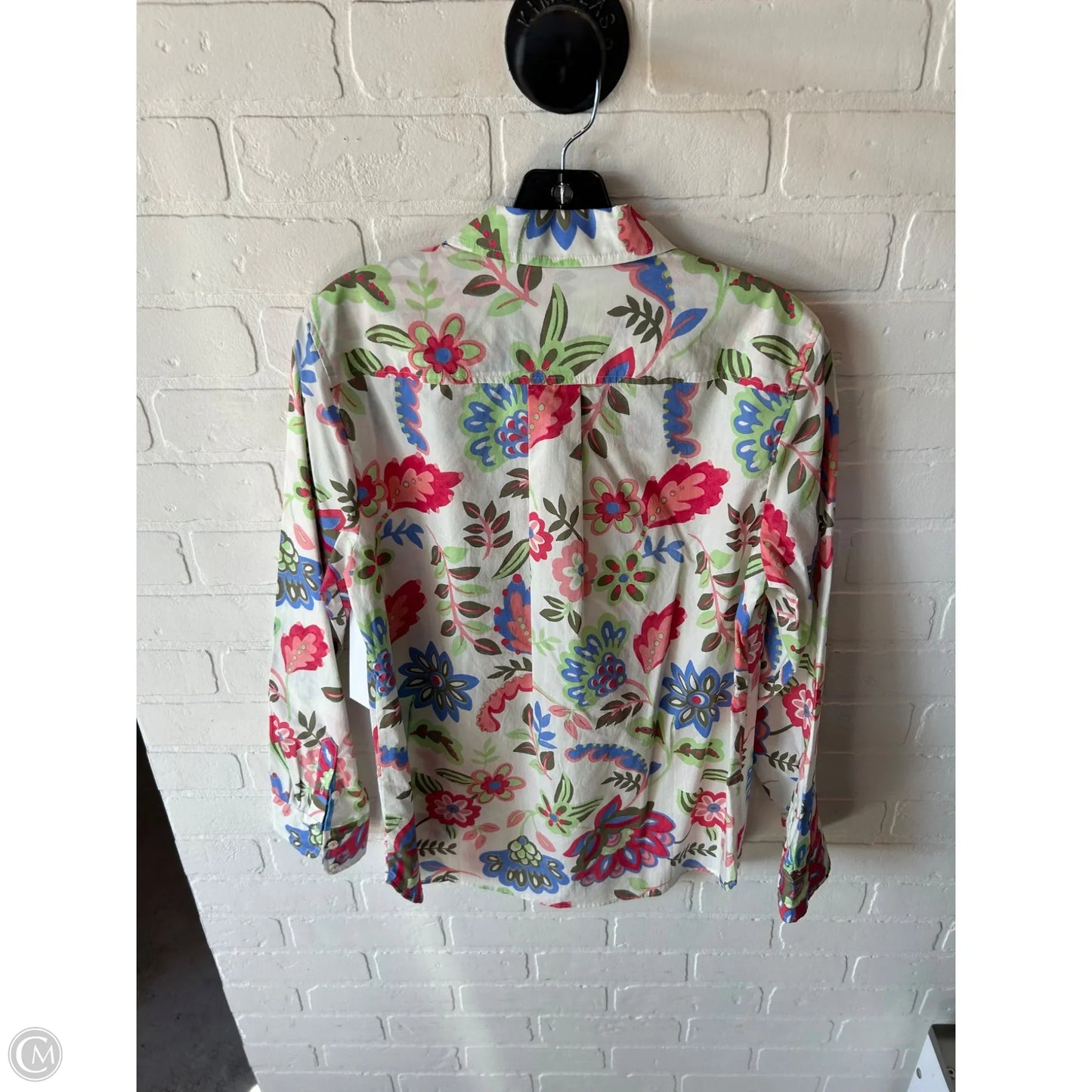 Top Long Sleeve By Talbots In Green & Pink, Size: M