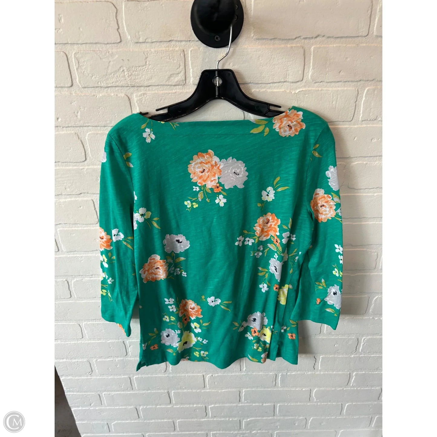 Top 3/4 Sleeve By Loft In Green & Orange, Size: M