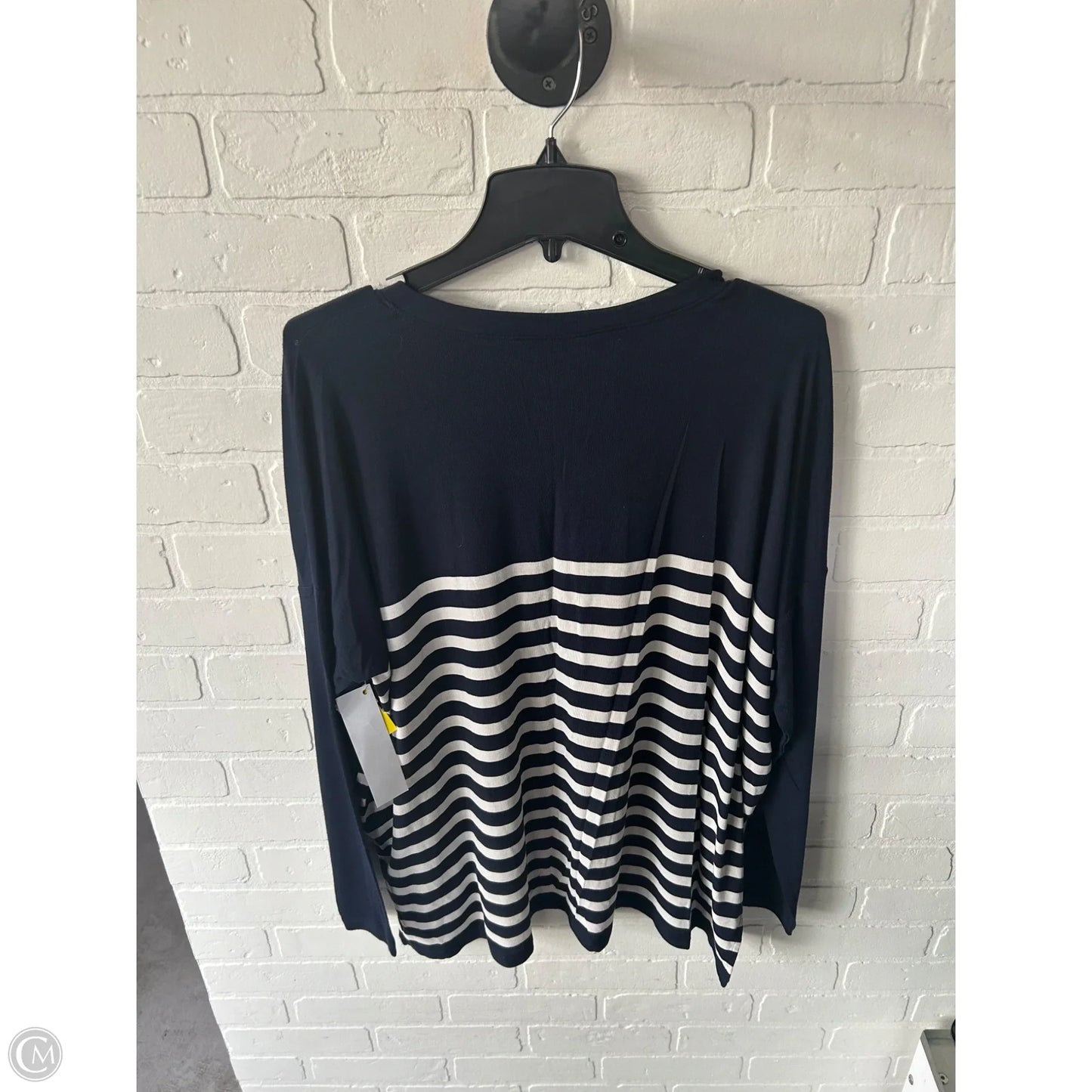 Top Long Sleeve By Cabi In Blue & White, Size: L