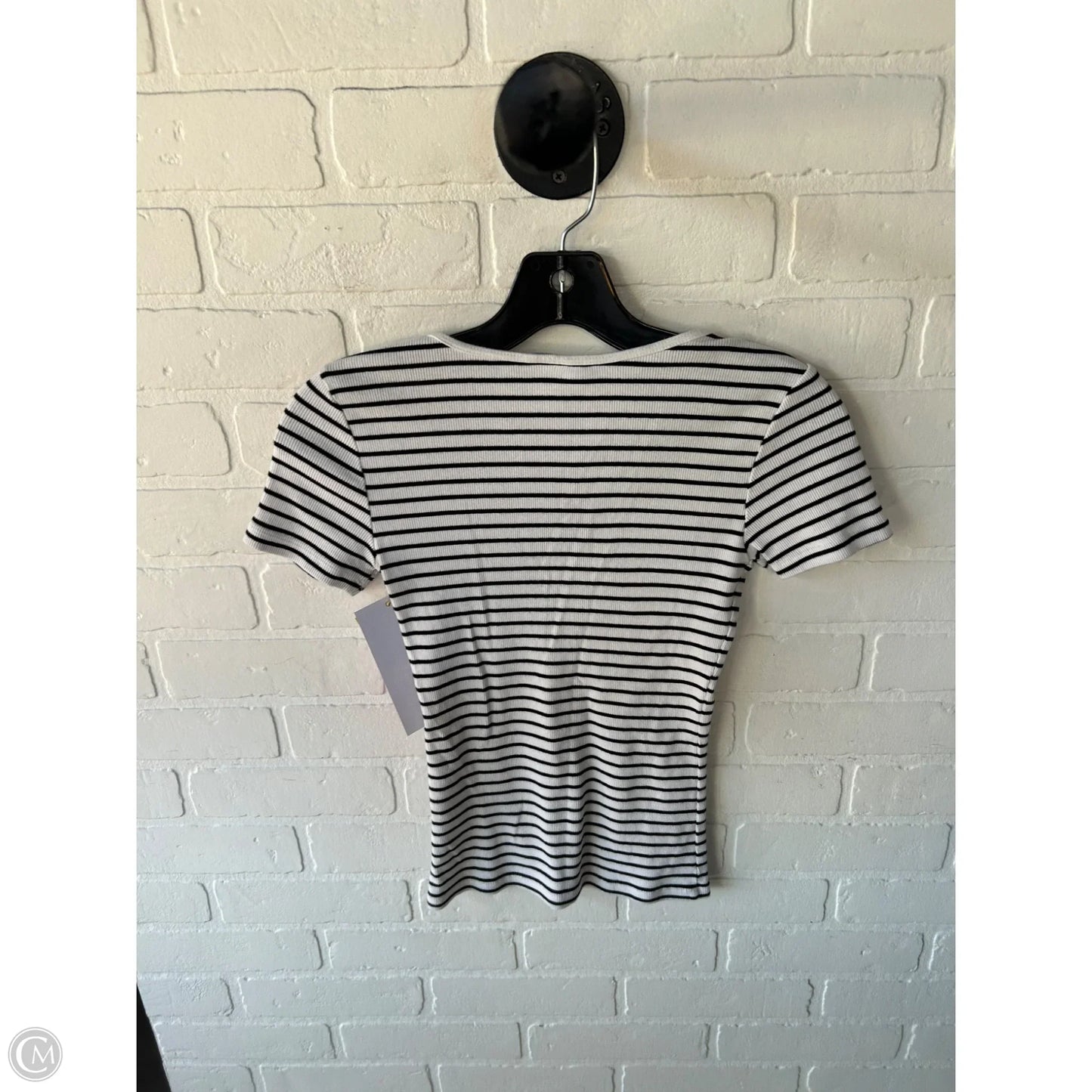 Top Short Sleeve Basic By H&m In Black & White, Size: S