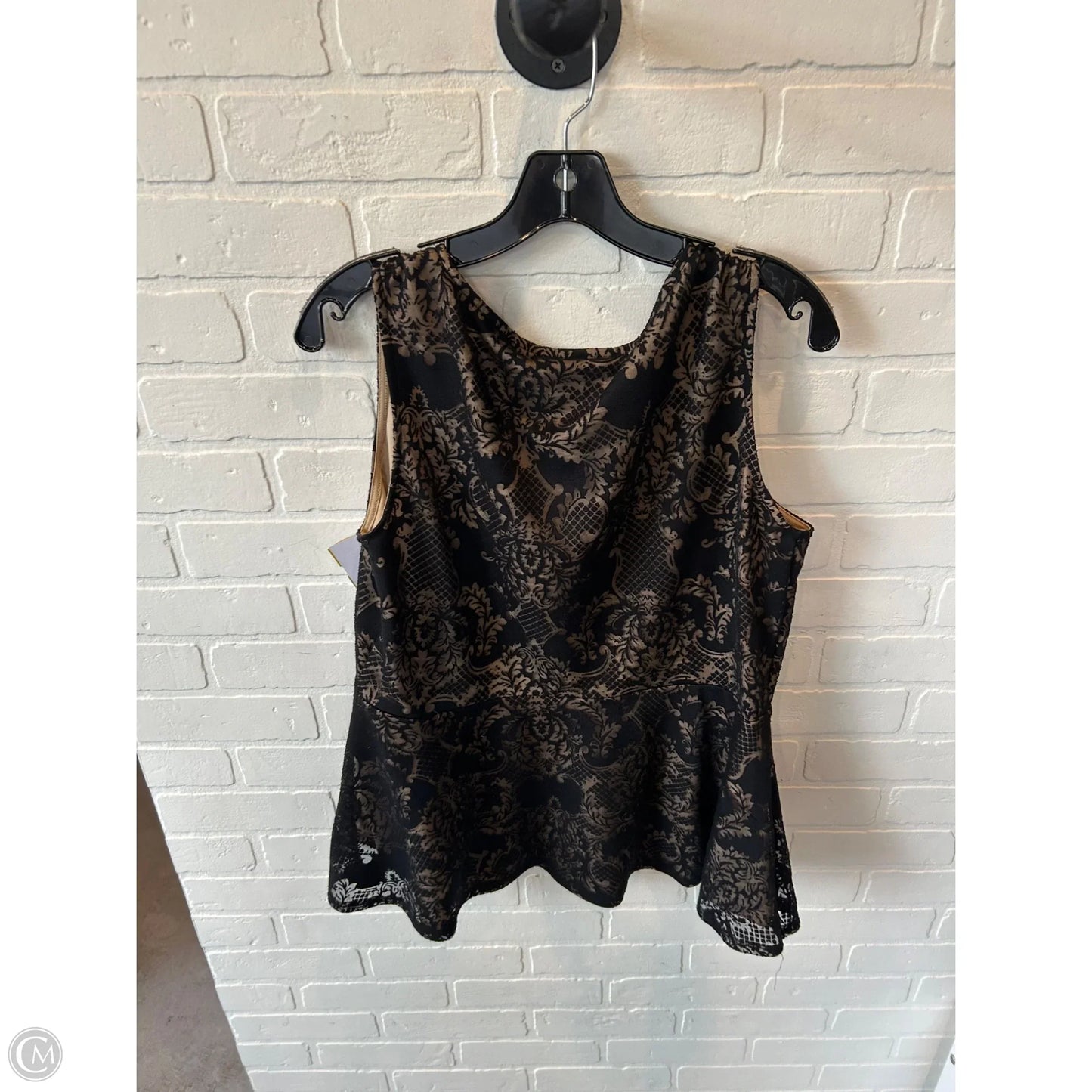 Top Sleeveless By Apt 9 In Black & Tan, Size: Xl