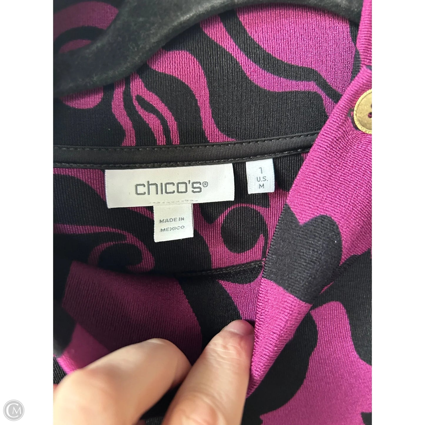 Top Long Sleeve By Chicos In Black & Purple, Size: M