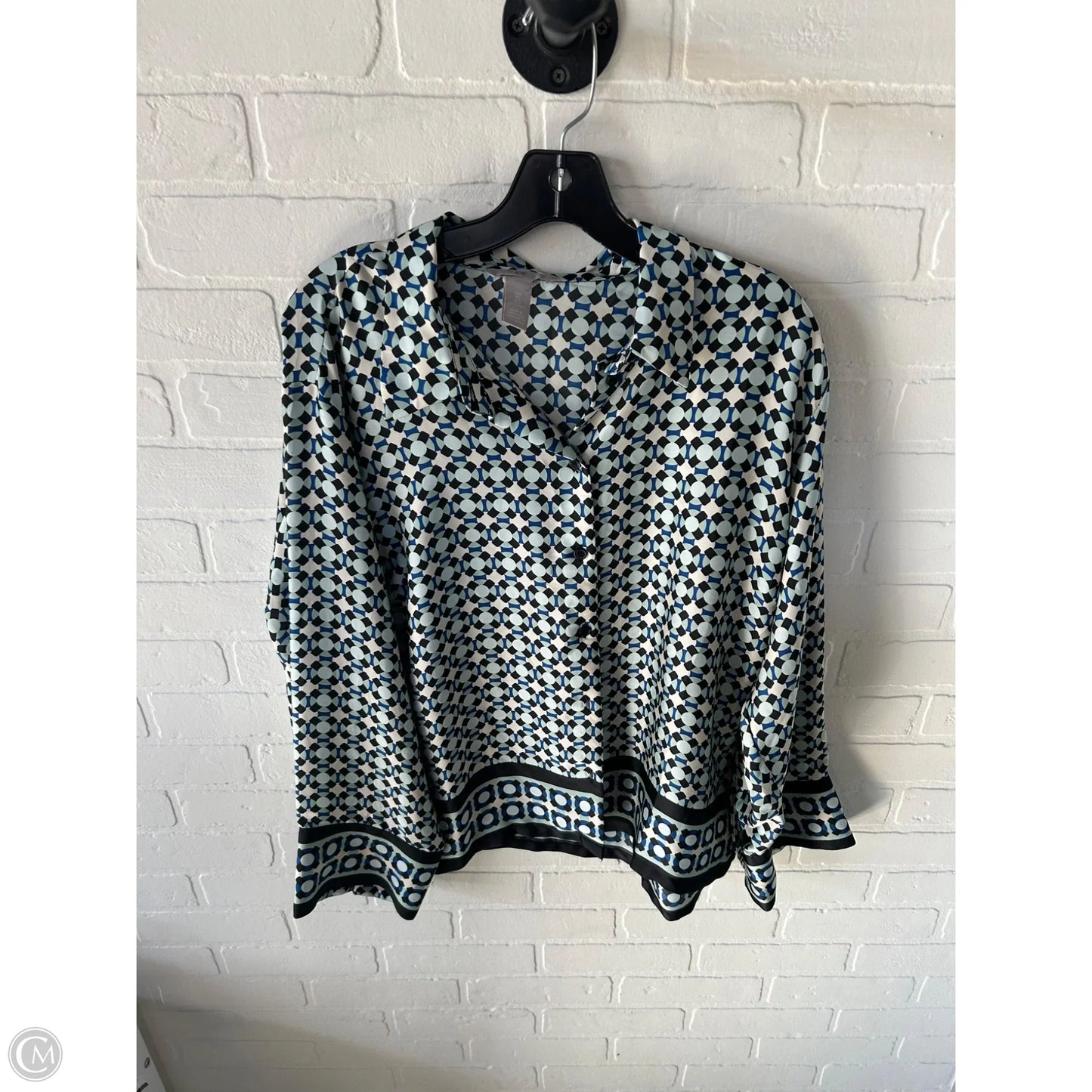 Top Long Sleeve By H&m In Black & Blue, Size: L