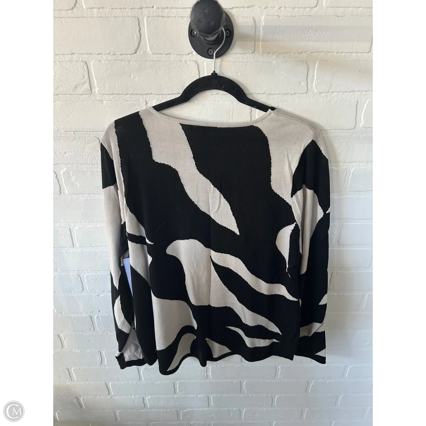 Sweater By Chicos In Black & Tan, Size: L