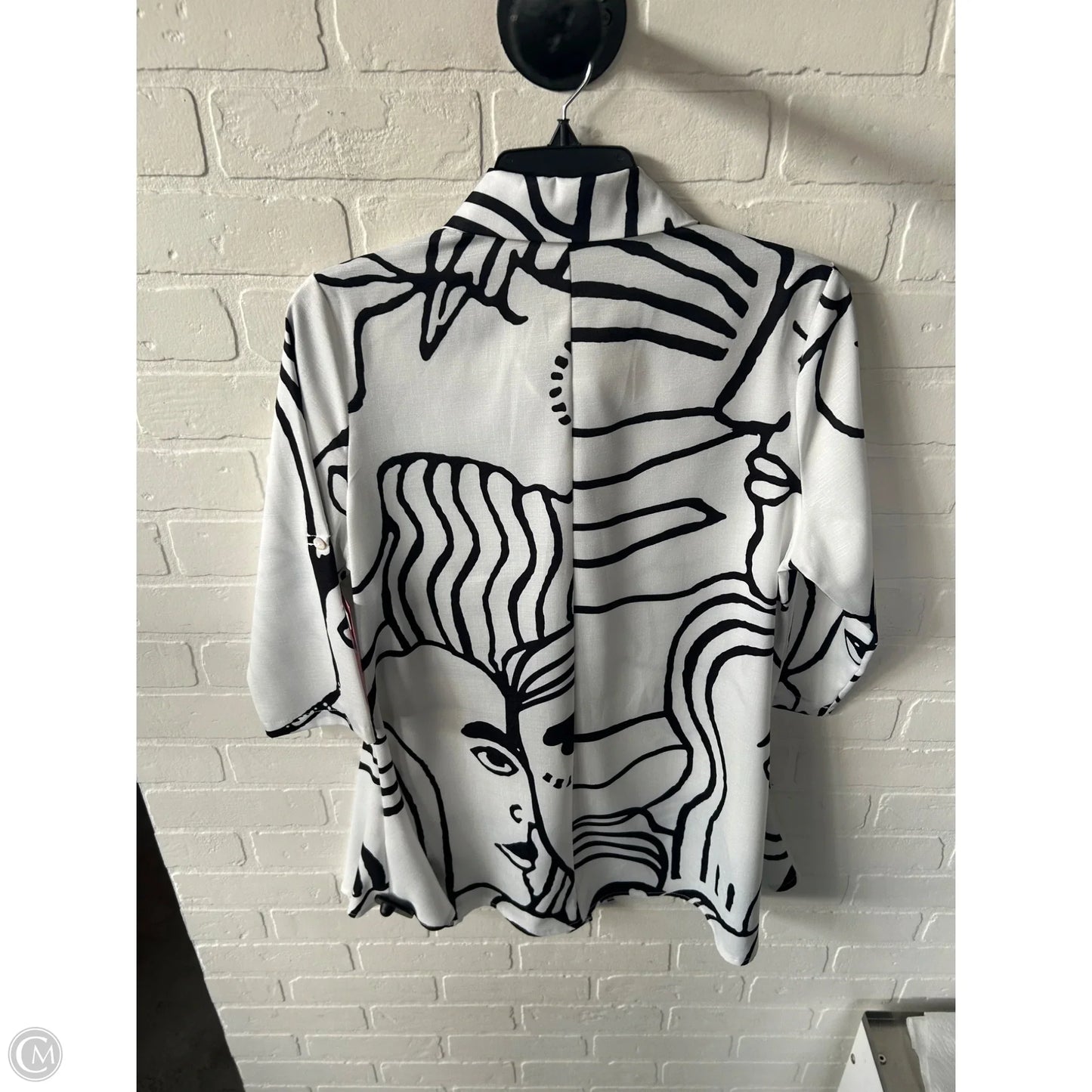 Tunic Short Sleeve By Radzoli In Black & White, Size: S
