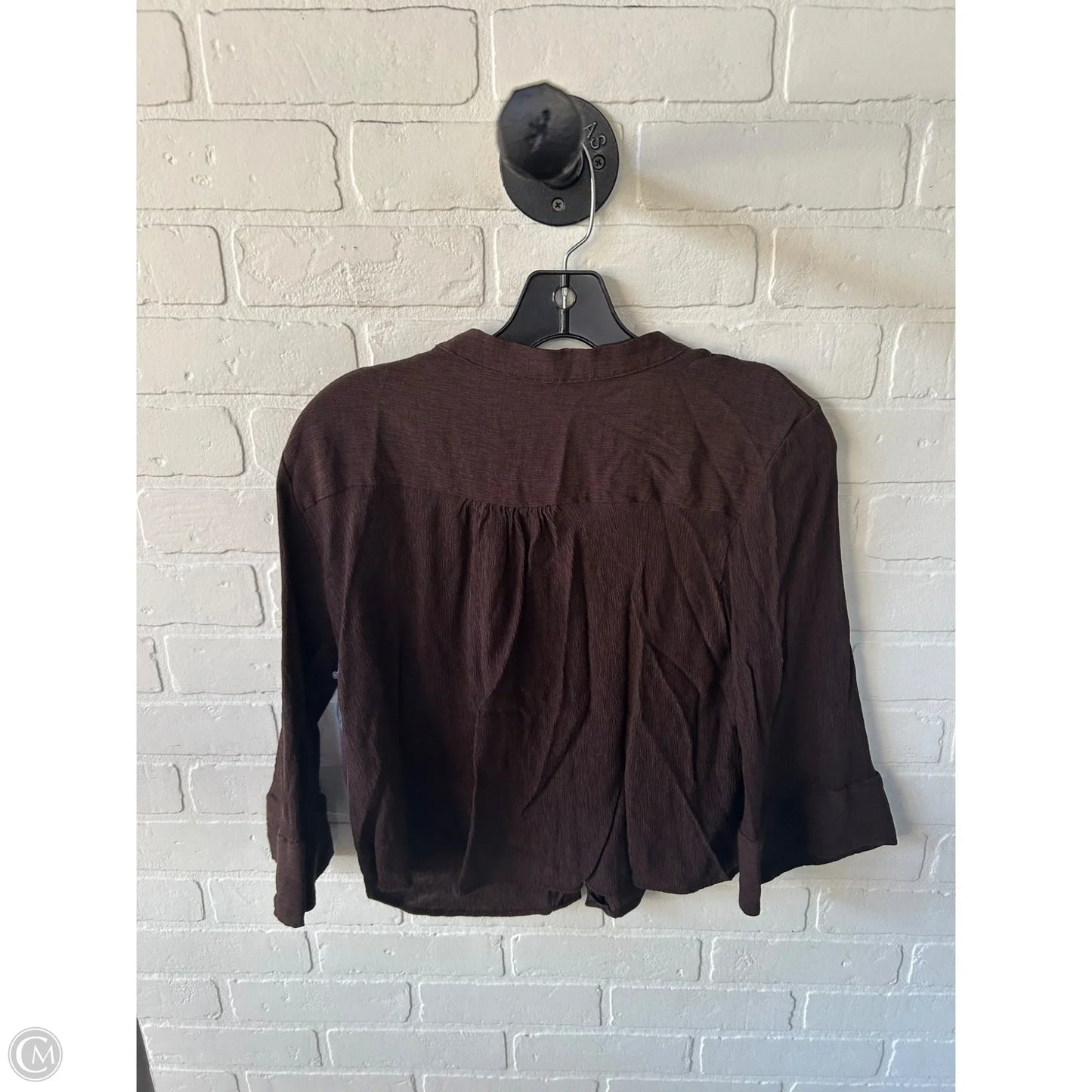 Top 3/4 Sleeve By Zara In Brown, Size: L