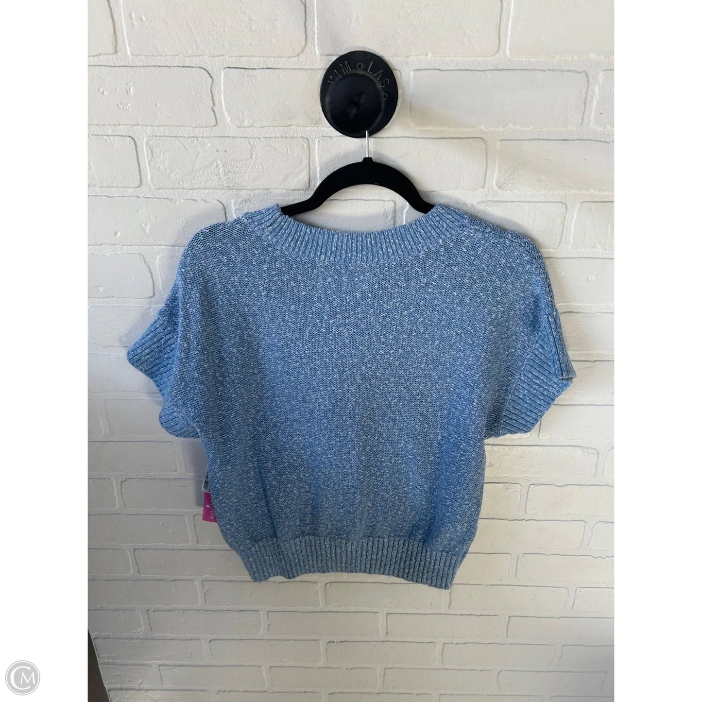 Sweater Short Sleeve By Loft In Blue & White, Size: M