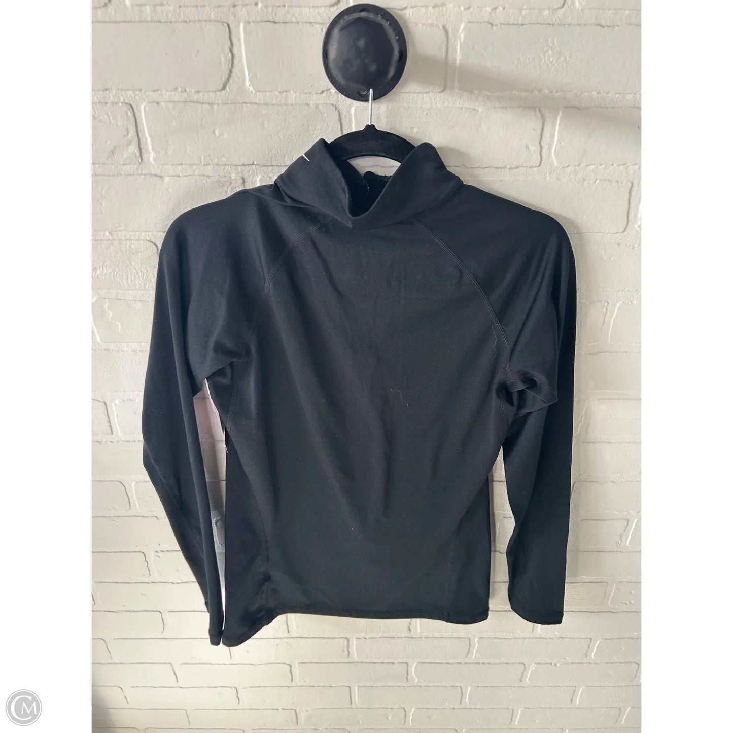 Athletic Top Long Sleeve Collar By Nike In Black, Size: M