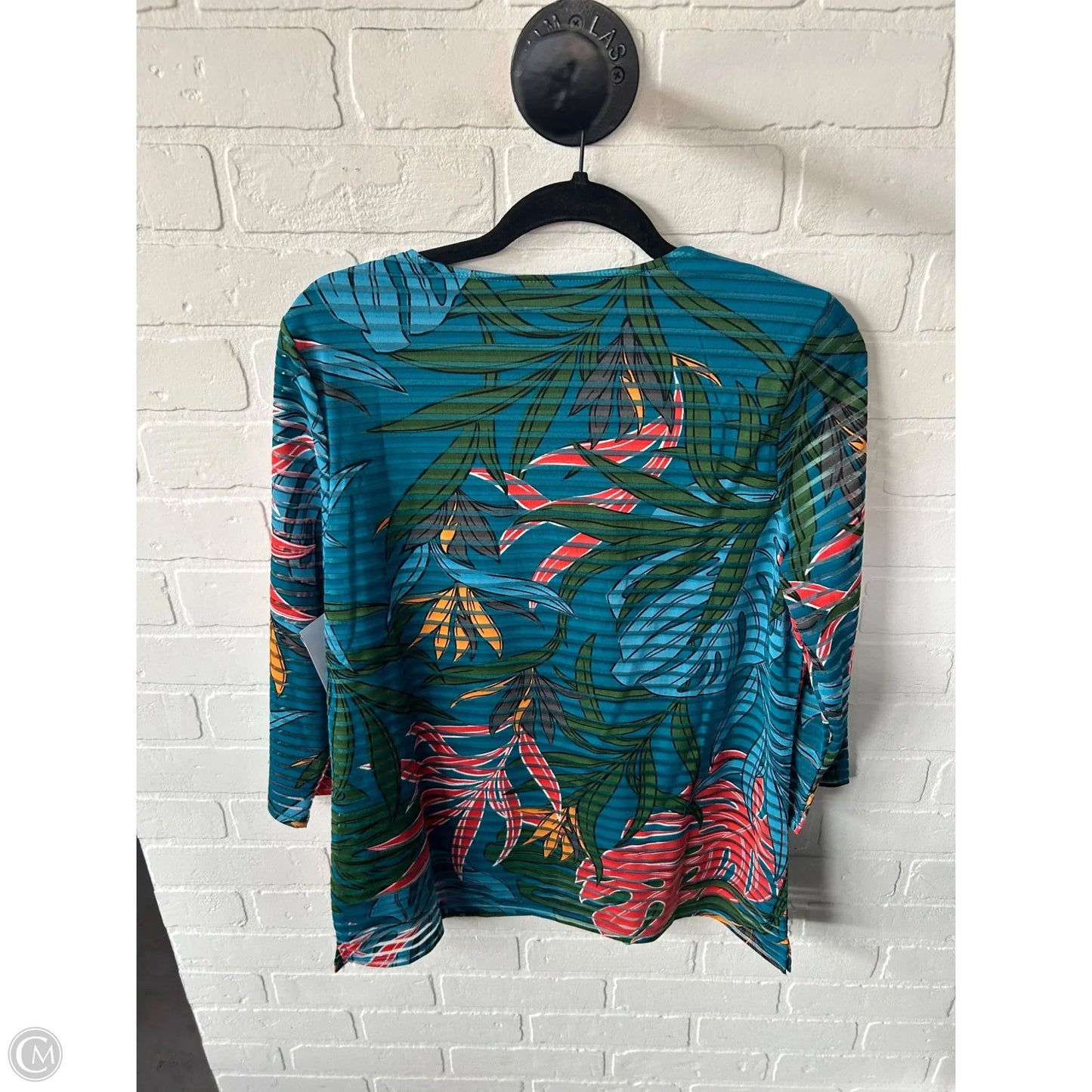 Top 3/4 Sleeve By Chicos In Blue & Green, Size: M