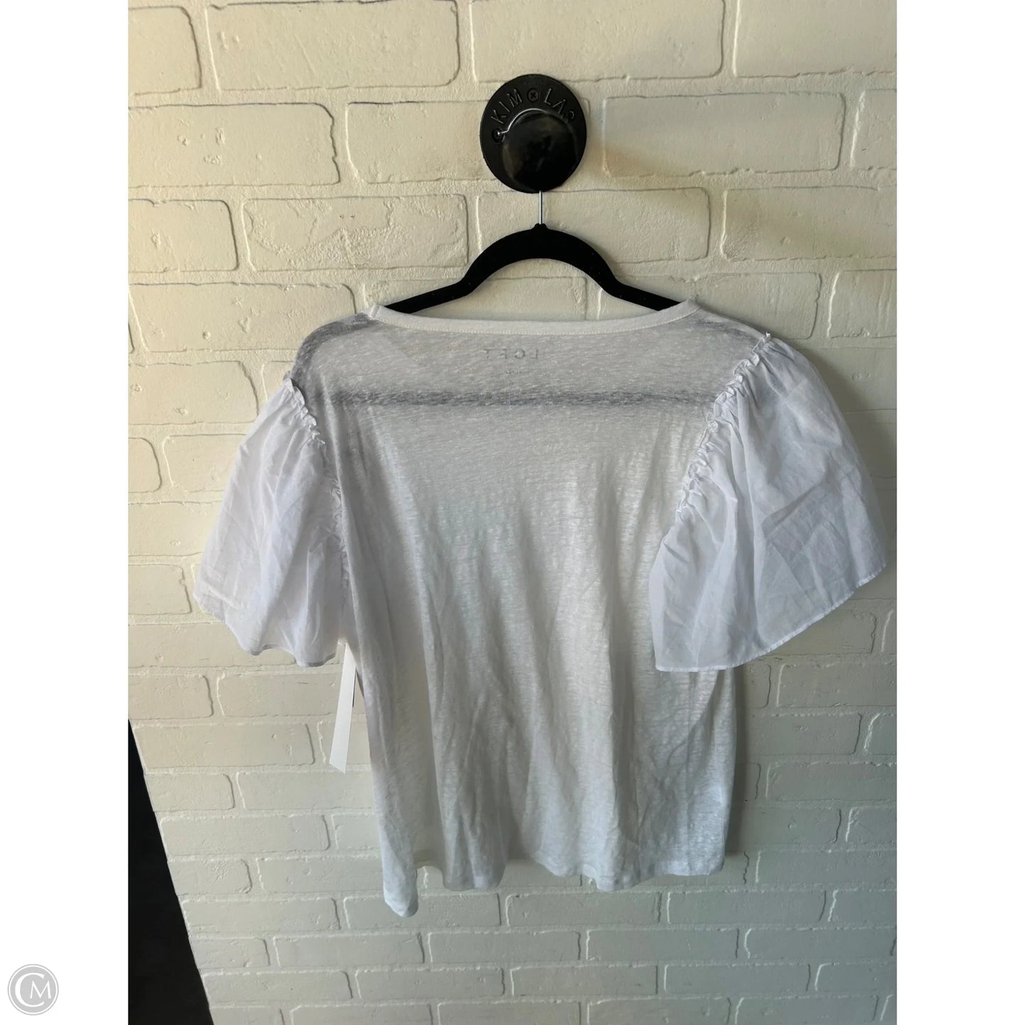 Top Short Sleeve By Loft In White, Size: L