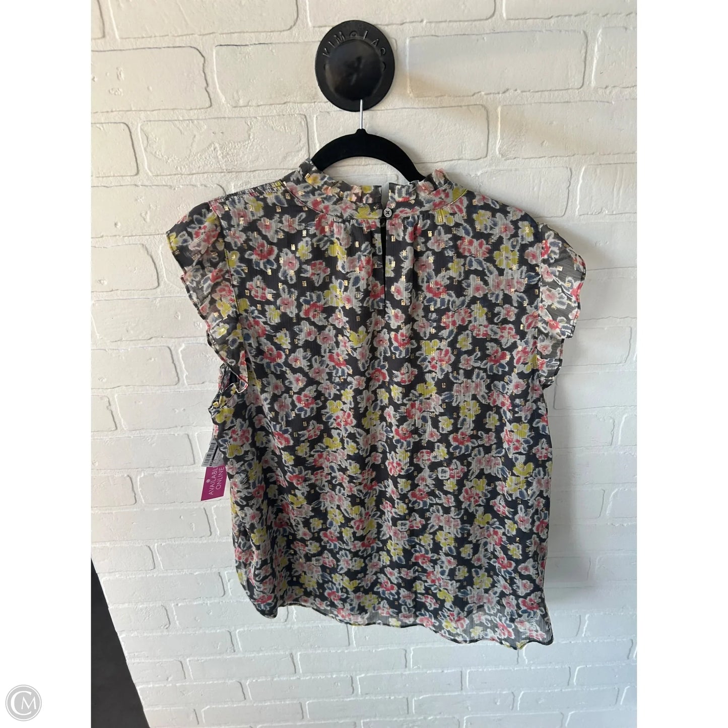 Top Short Sleeve By Loft In Grey & Yellow, Size: Xl