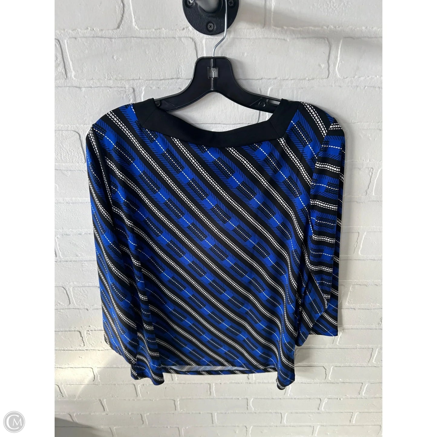 Top Long Sleeve By Liz Claiborne In Black & Blue, Size: L