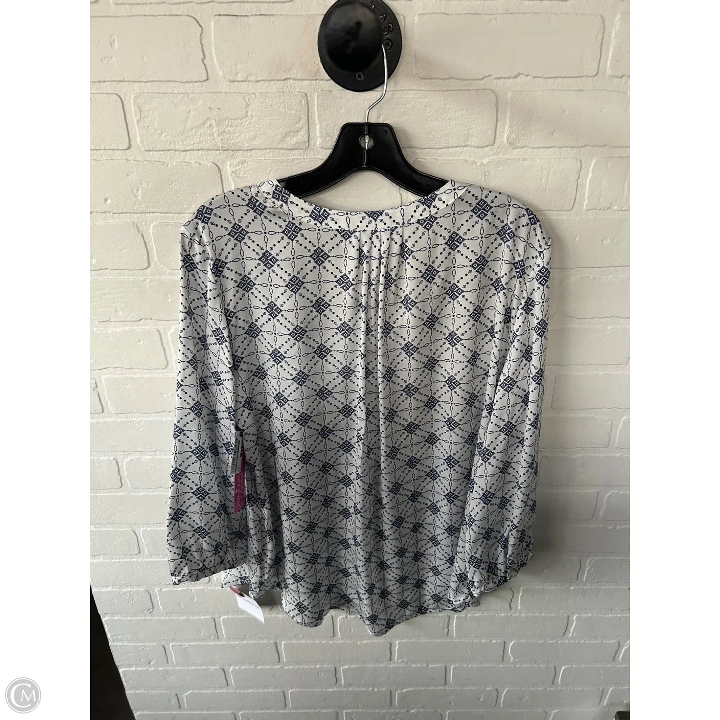 Top 3/4 Sleeve By Liz Claiborne In Blue & White, Size: L