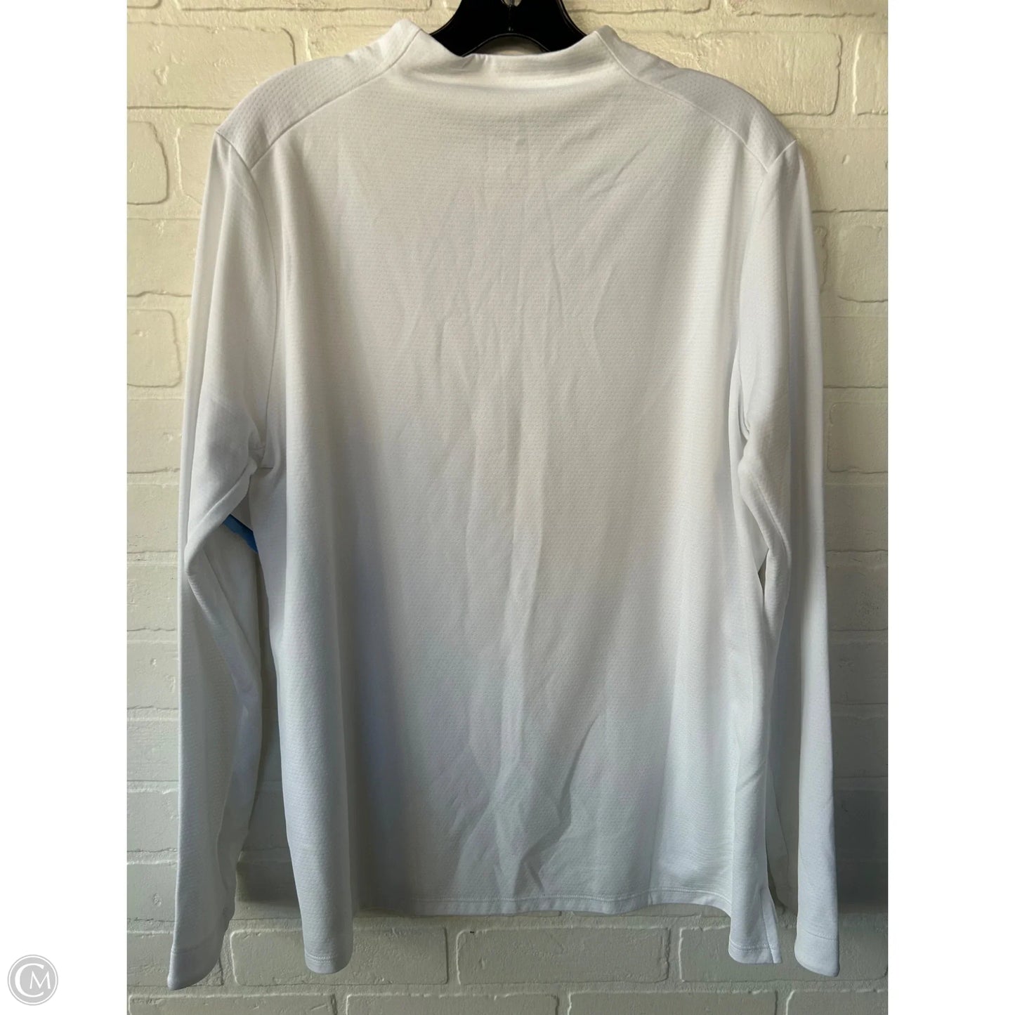 Athletic Top Long Sleeve Collar By Nike In White, Size: L