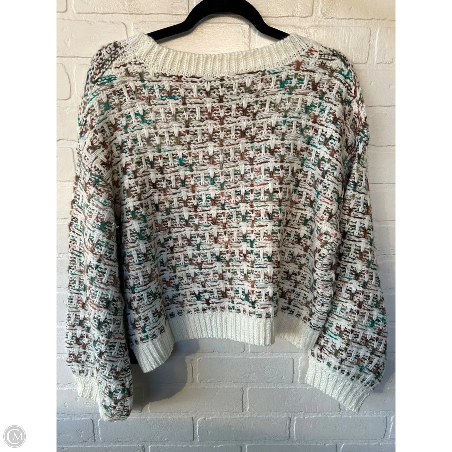 Sweater Cardigan By Exlura In Green & White, Size: S