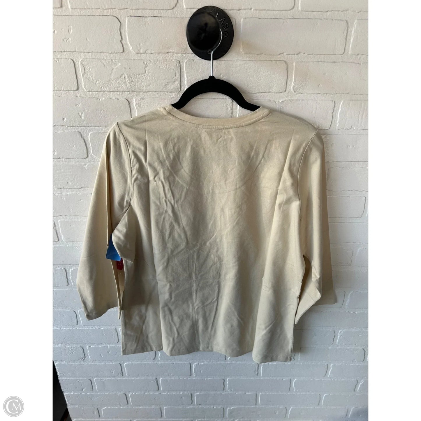 Top 3/4 Sleeve Basic By D&co. In Cream, Size: M