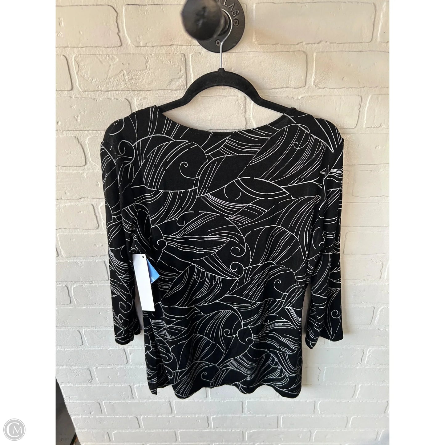 Top 3/4 Sleeve By Briggs In Black & White, Size: L