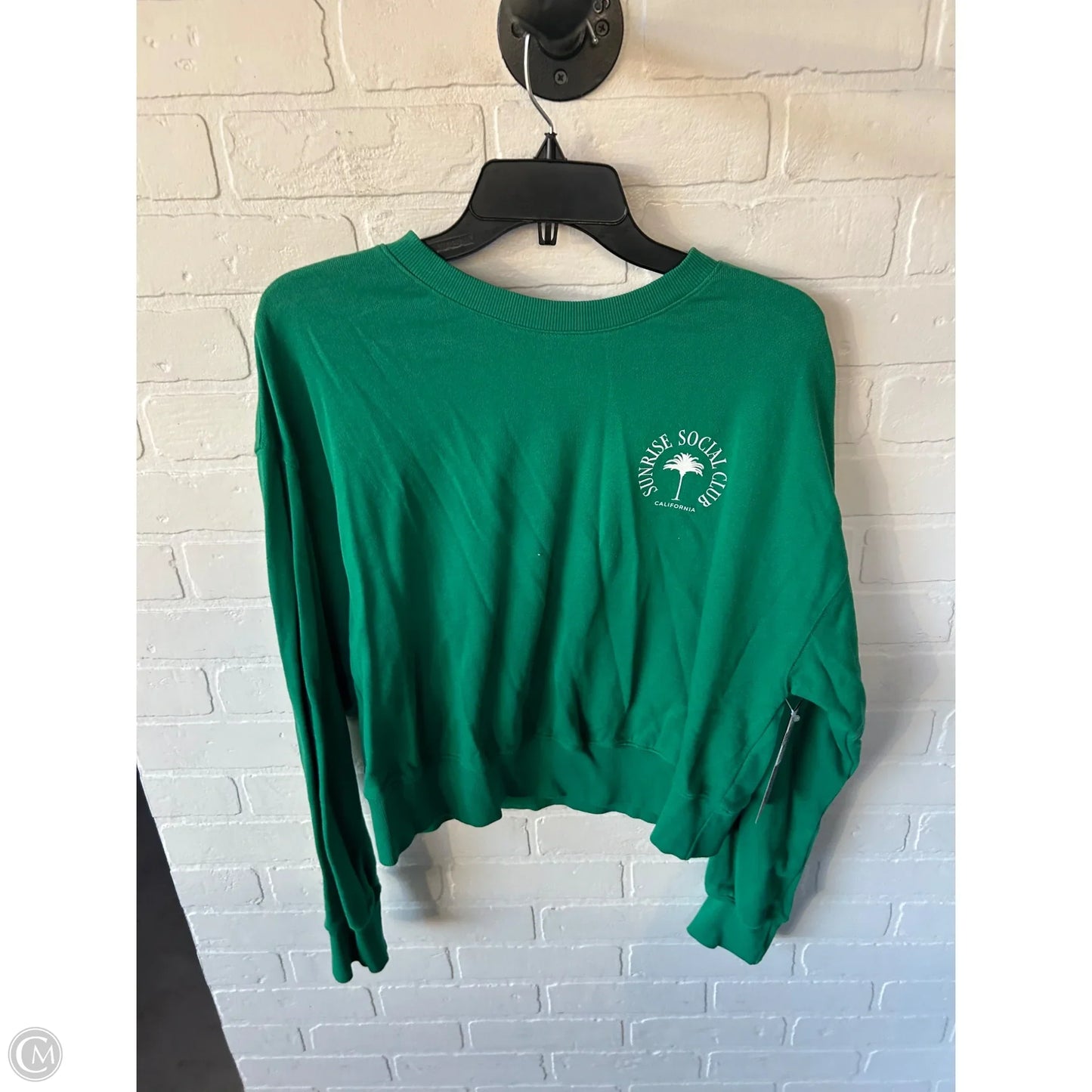 Sweatshirt Crewneck By Old Navy In Green & White, Size: M