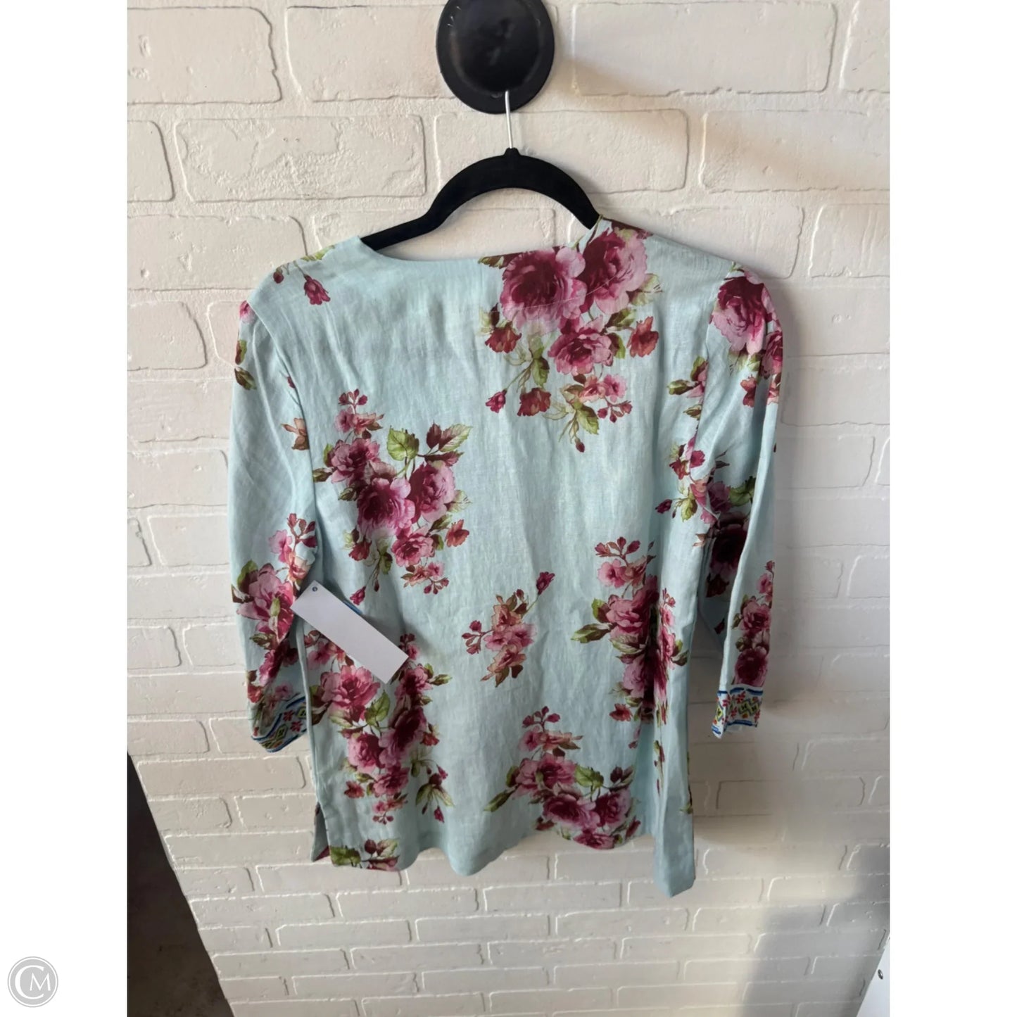 Top 3/4 Sleeve By Soft Surroundings In Blue & Pink, Size: S