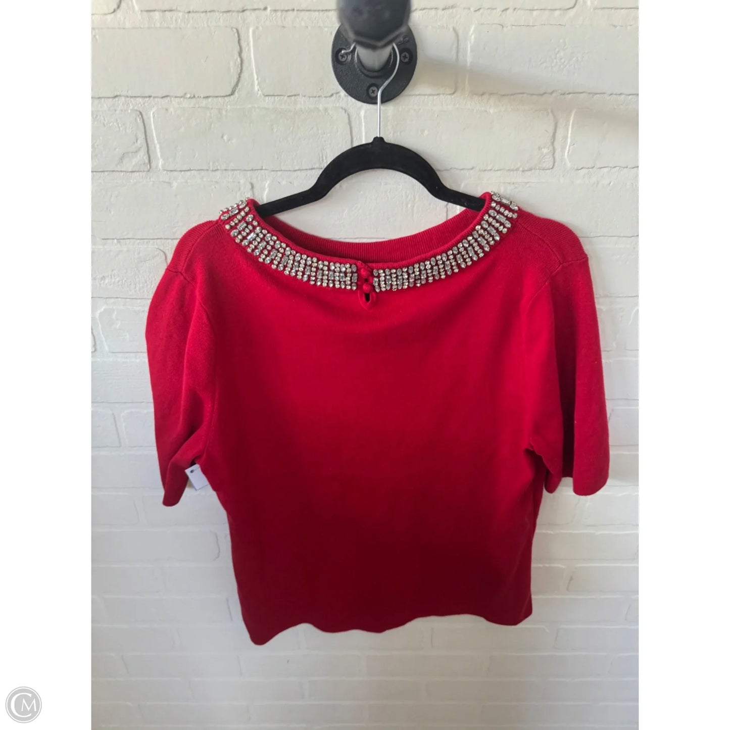 Sweater Short Sleeve By Talbots In Red & Silver, Size: Xlp