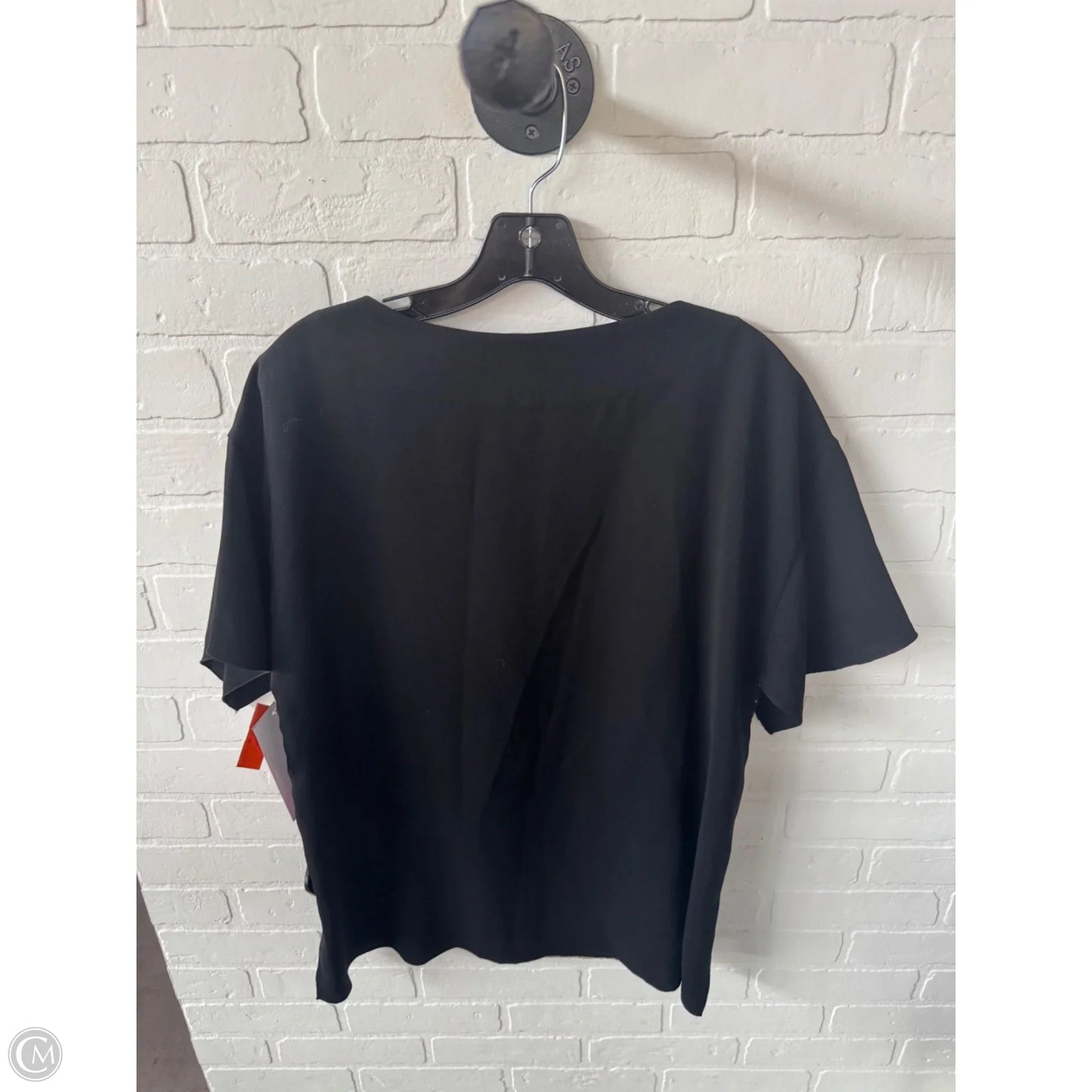 Top Short Sleeve Designer By Lafayette 148 In Black & Gold, Size: S