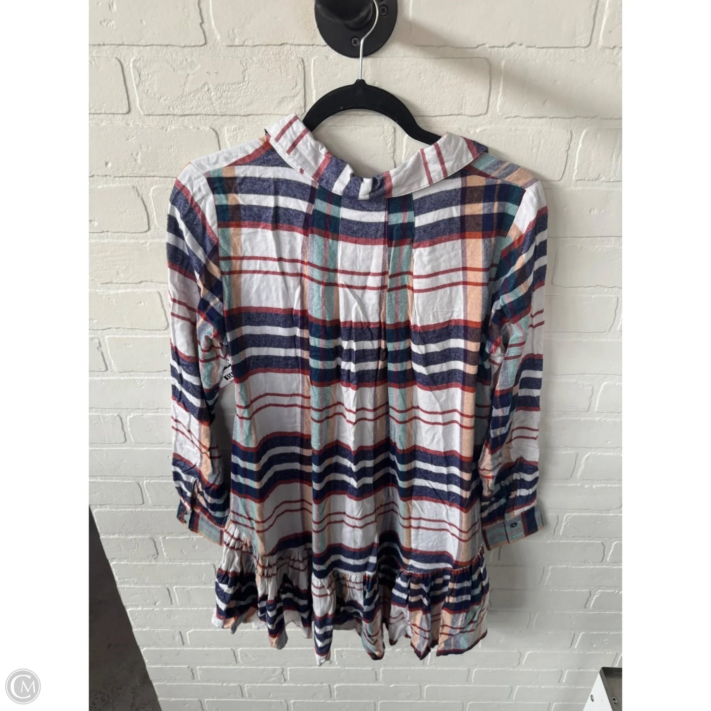 Tunic Long Sleeve By Grace & Lace In Blue & White, Size: M