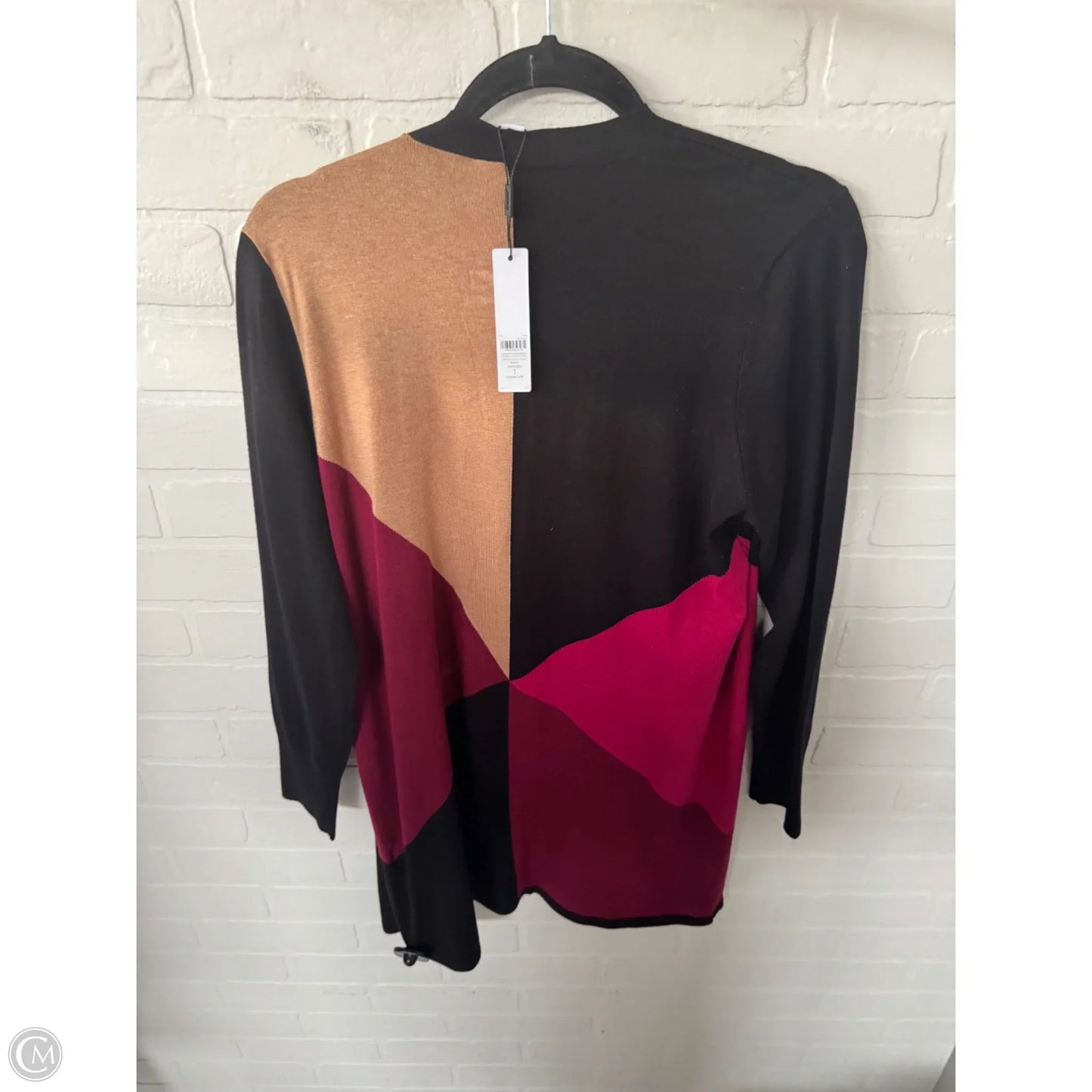 Sweater Cardigan By Chicos In Black & Pink, Size: M