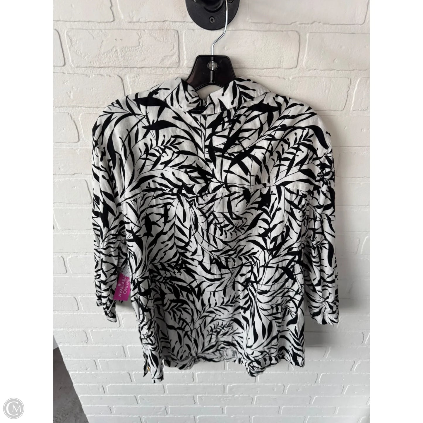 Top 3/4 Sleeve By Tahari In Black & White, Size: 2x