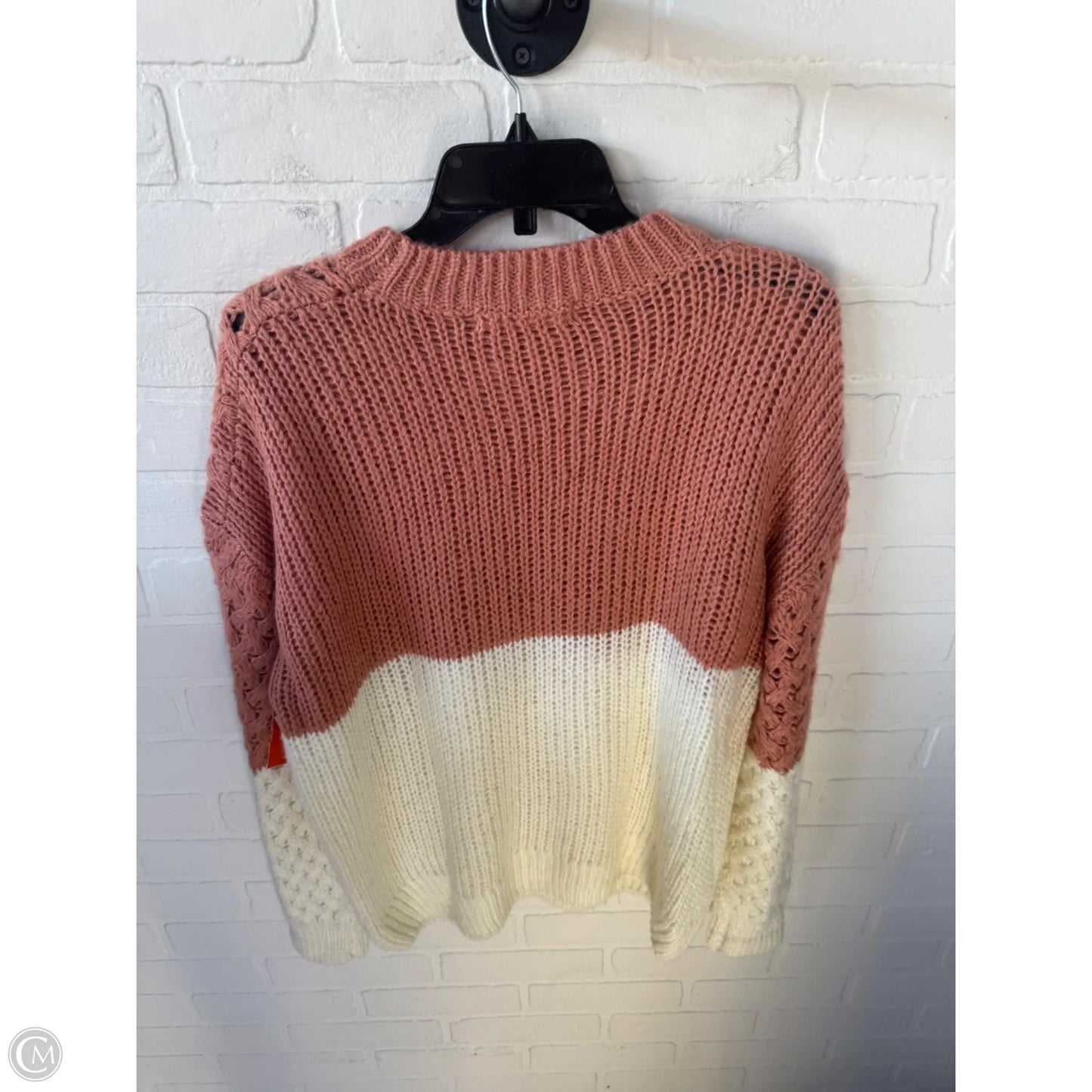 Sweater By Mustard Seed In Orange & White, Size: M