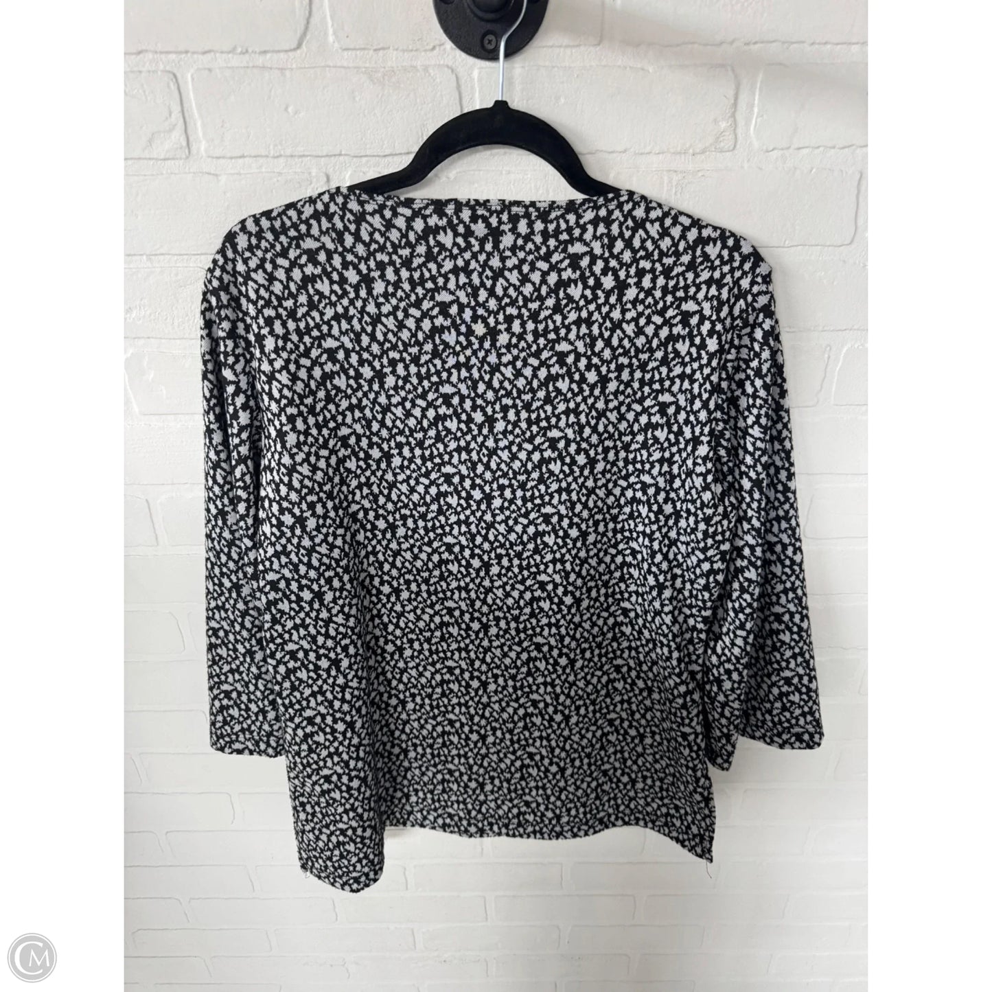 Top 3/4 Sleeve Basic By Chicos In Black & Grey, Size: L