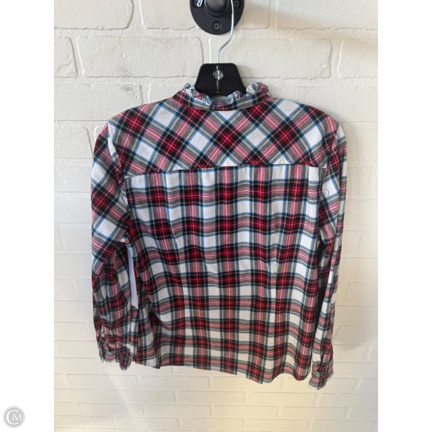 Top Long Sleeve By J. Crew In Blue & Red & White, Size: M