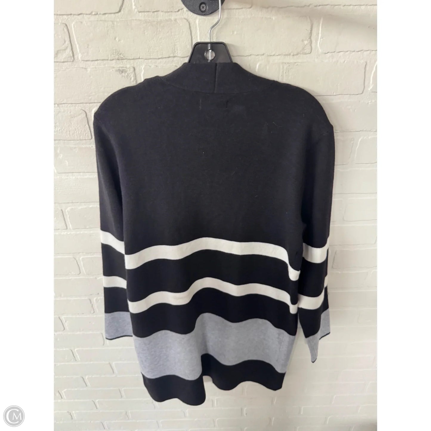 Sweater Cardigan By Nine West In Black & Grey, Size: M