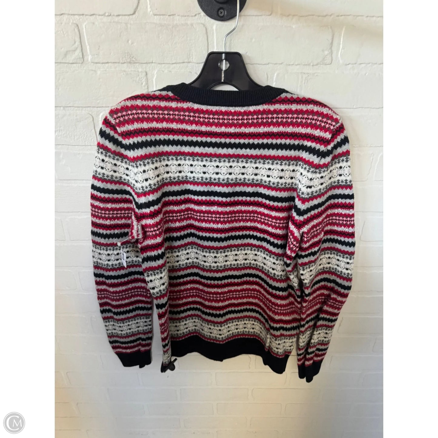 Sweater Cardigan By Talbots In Black & Red, Size: M