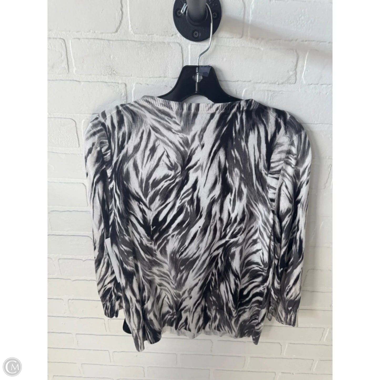 Sweater Cardigan By Talbots In Black & Grey, Size: L