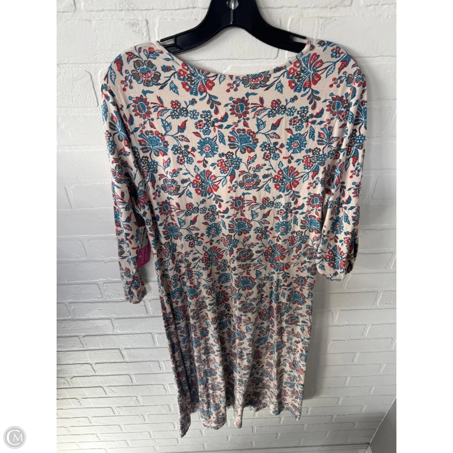 Dress Casual Midi By Clothes Mentor In Blue & Tan, Size: L